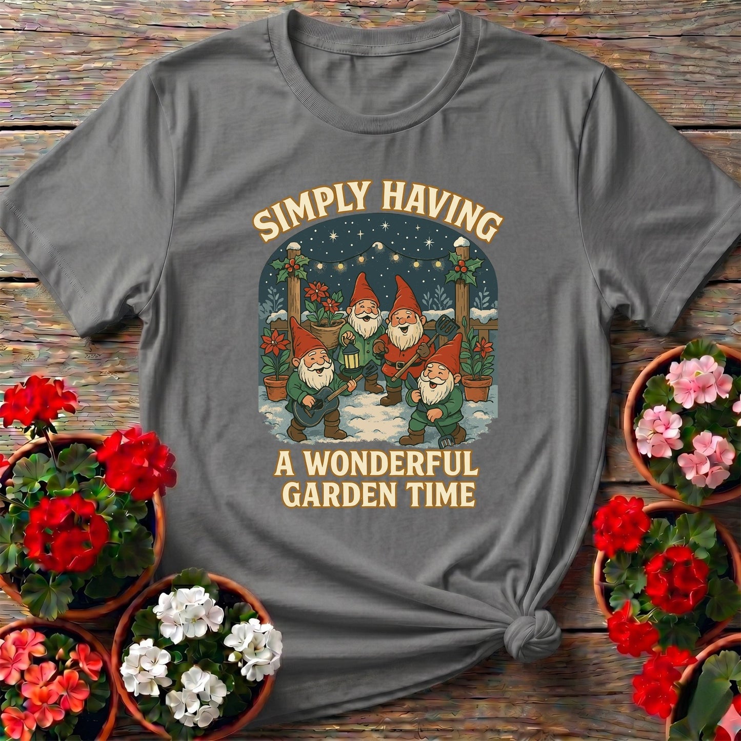Wonderful Garden Time Christmas Gnome T-shirt - GardeningTshirts