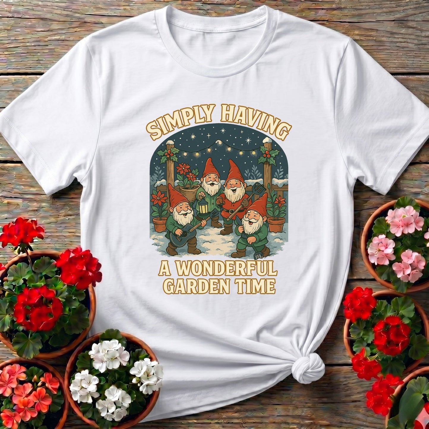 Wonderful Garden Time Christmas Gnome T-shirt - GardeningTshirts