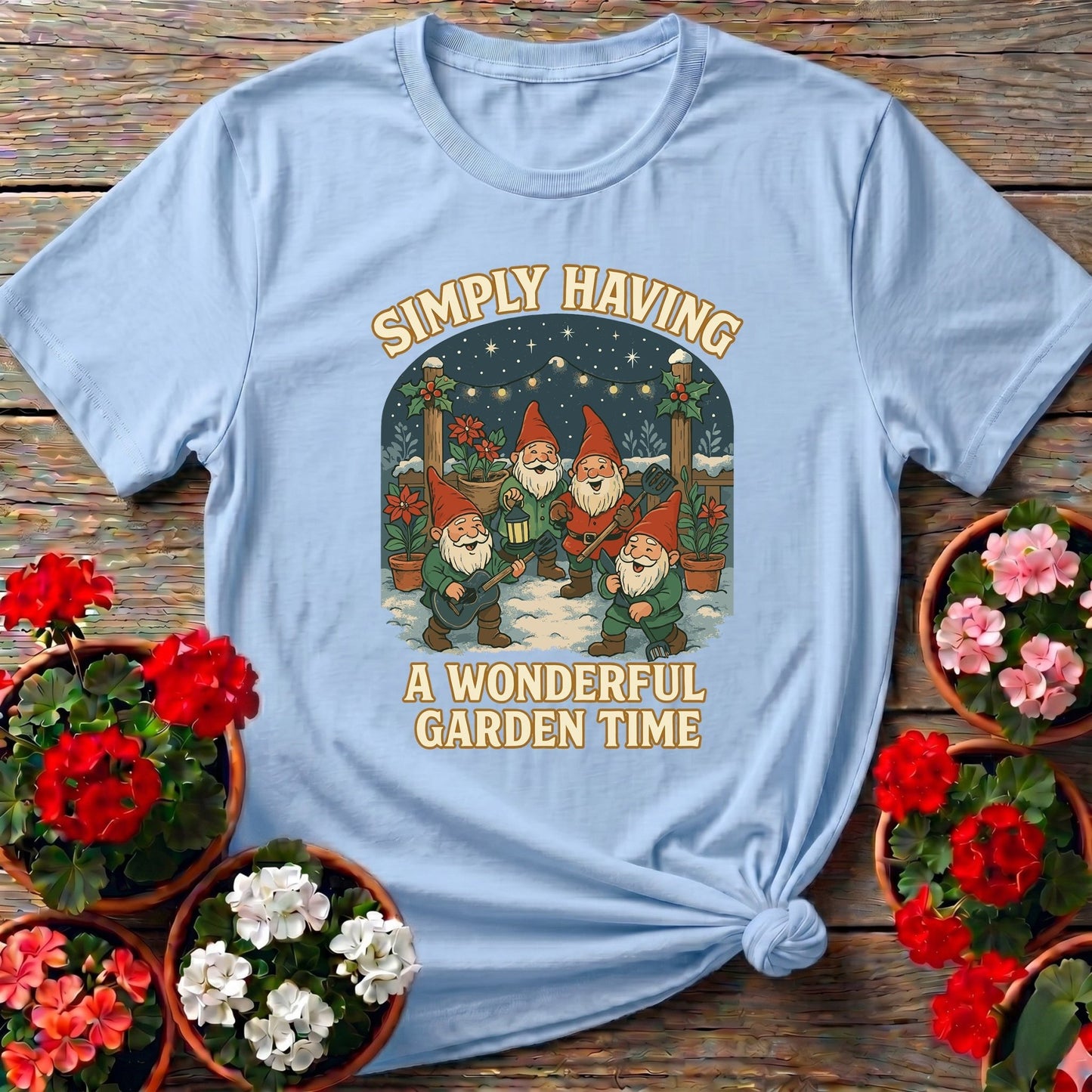 Wonderful Garden Time Christmas Gnome T-shirt - GardeningTshirts