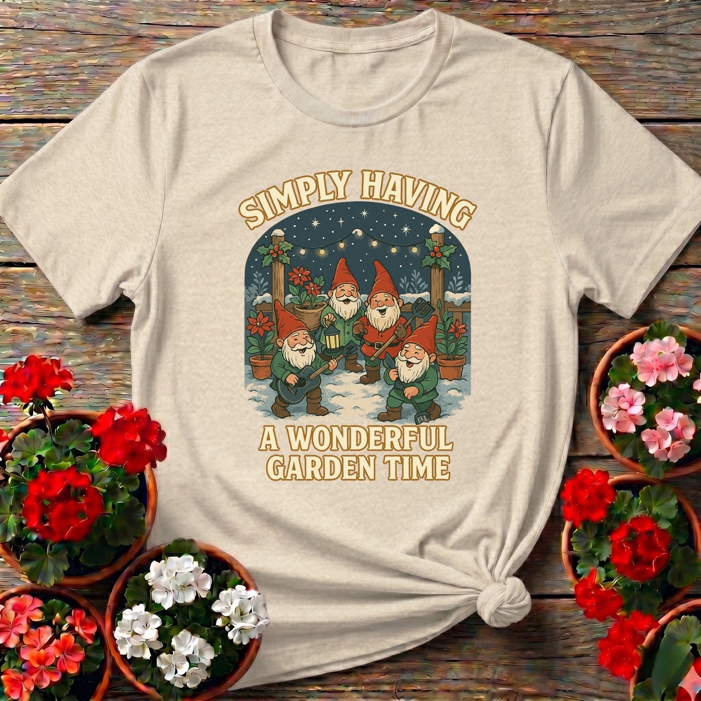 Wonderful Garden Time Christmas Gnome T-shirt - GardeningTshirts