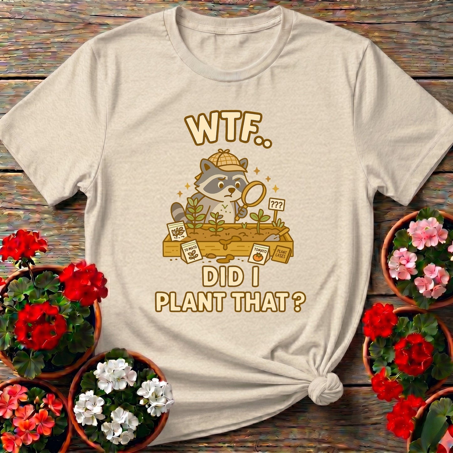 WTF Did I Plant That Funny Raccoon Garden Tee - GardeningTshirts