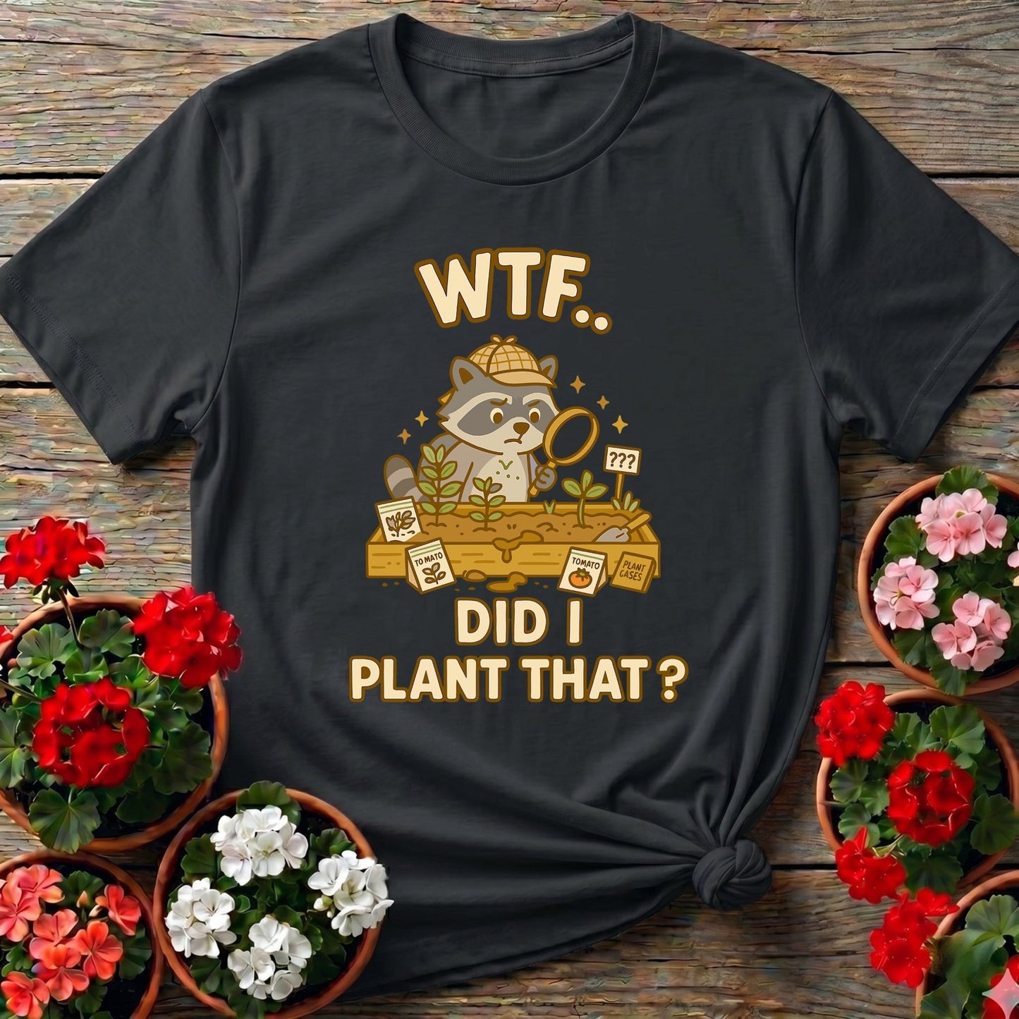 WTF Did I Plant That Funny Raccoon Garden Tee - GardeningTshirts