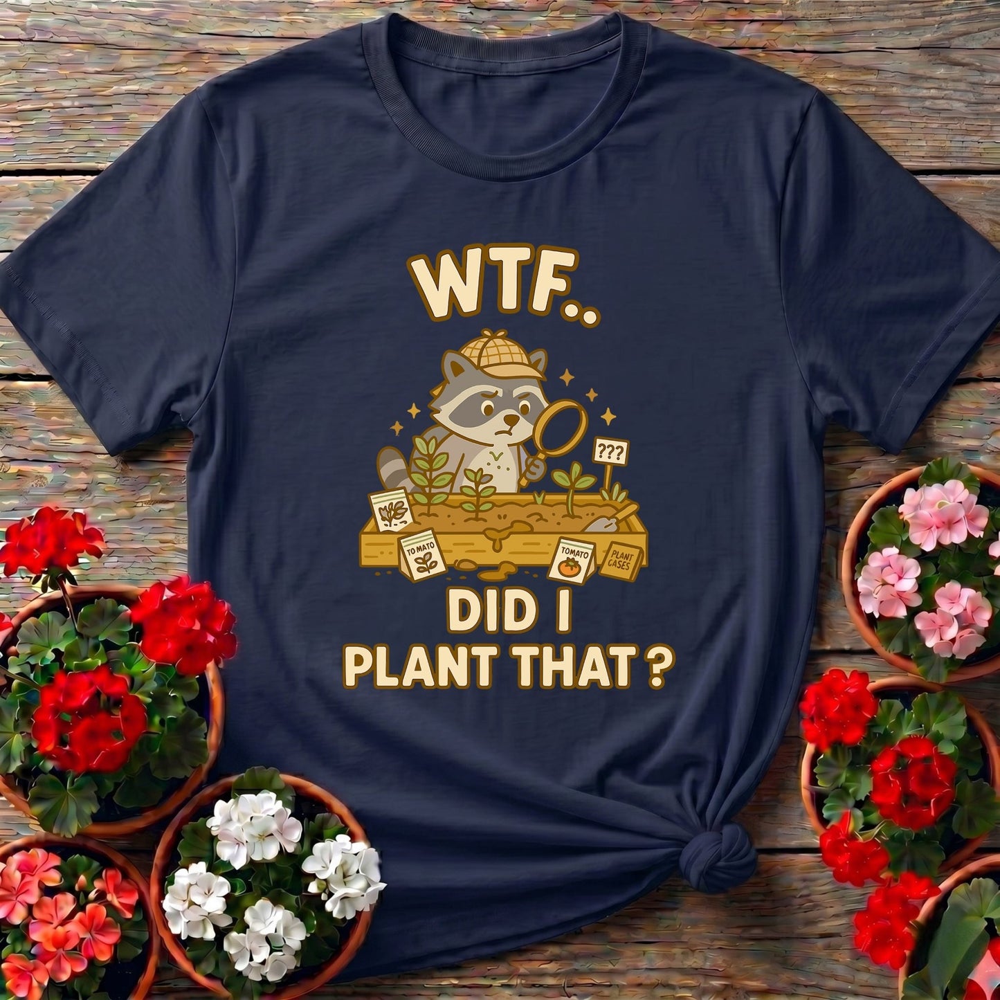 WTF Did I Plant That Funny Raccoon Garden Tee - GardeningTshirts