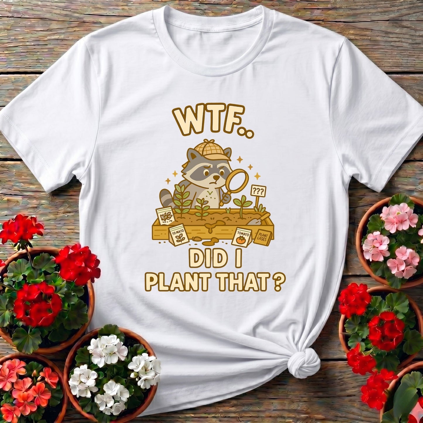 WTF Did I Plant That Funny Raccoon Garden Tee - GardeningTshirts