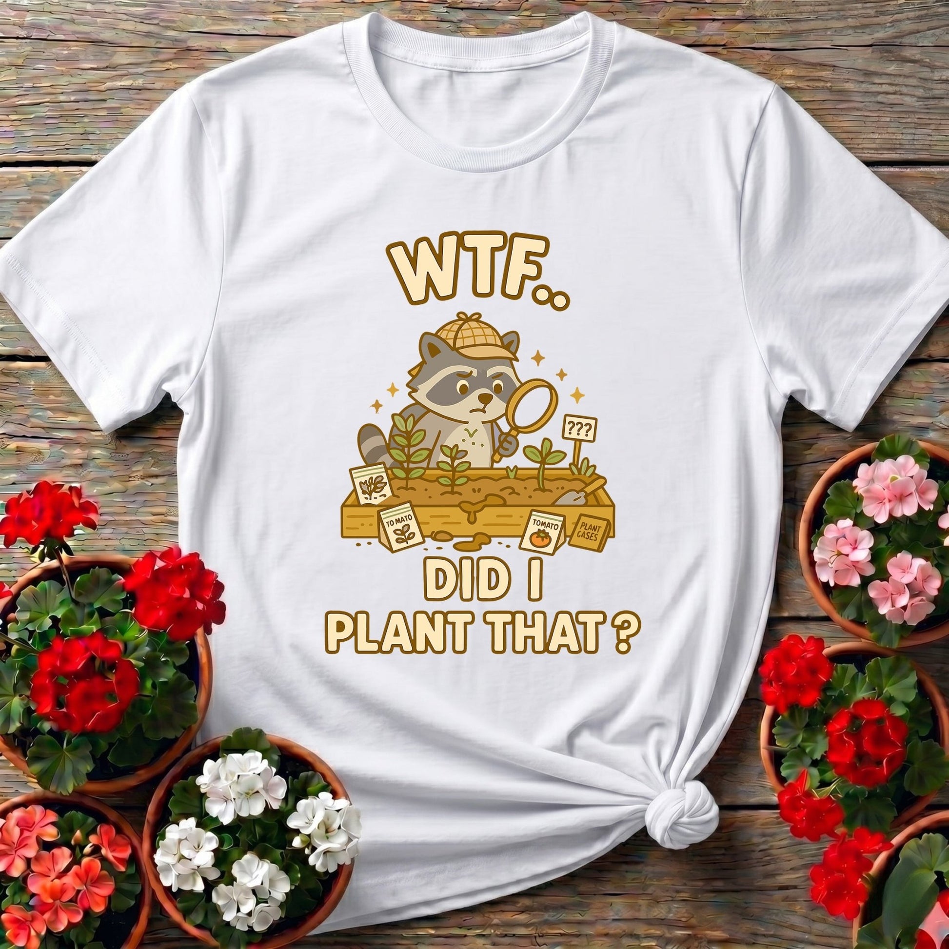 WTF Did I Plant That Funny Raccoon Garden Tee - GardeningTshirts