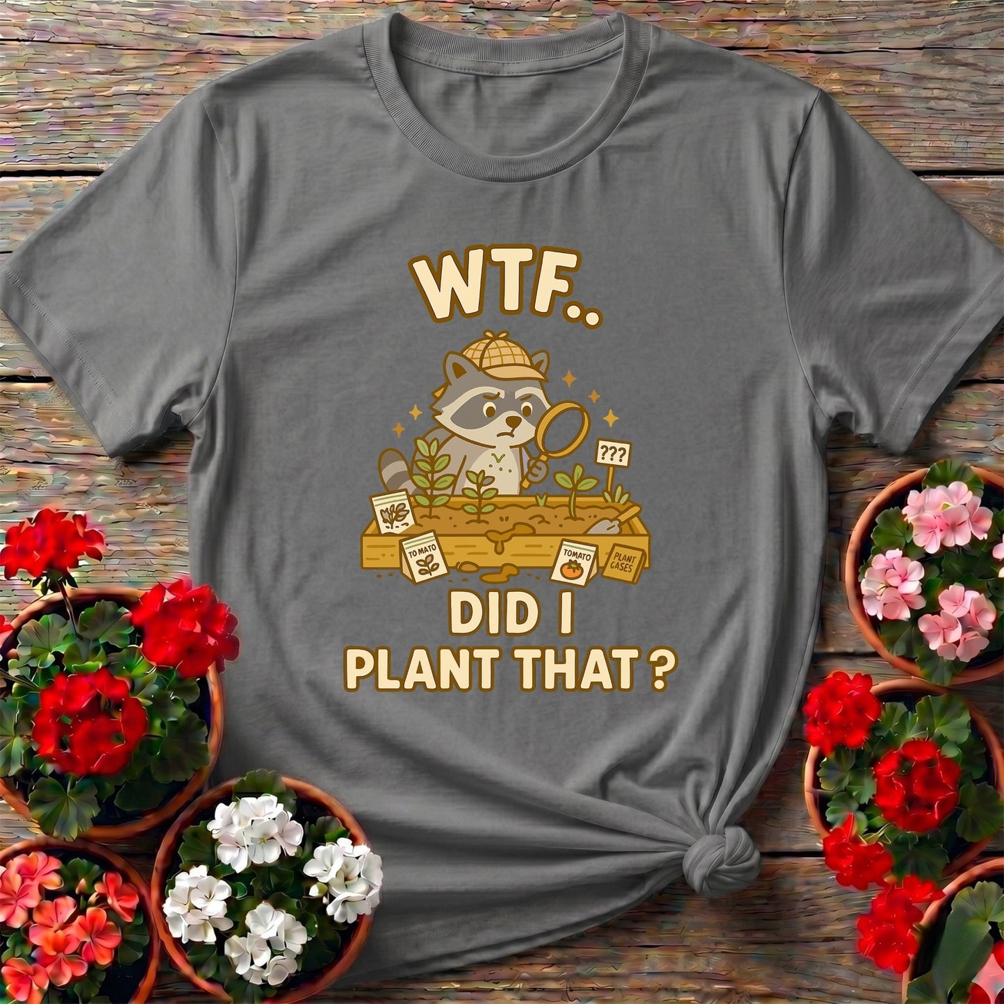 WTF Did I Plant That Funny Raccoon Garden Tee - GardeningTshirts