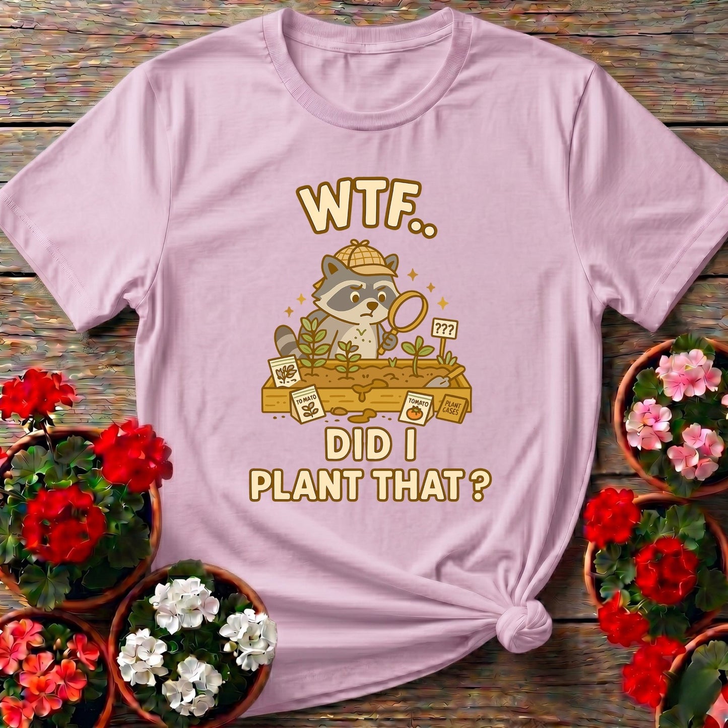 WTF Did I Plant That Funny Raccoon Garden Tee - GardeningTshirts