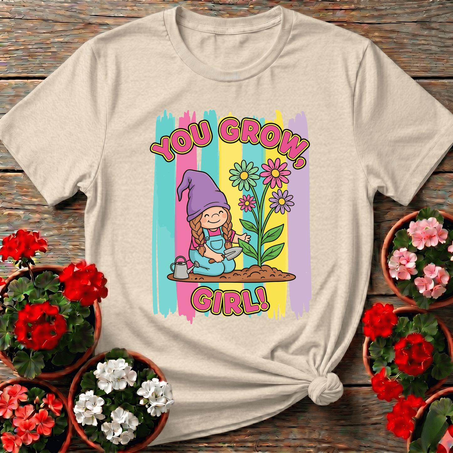 You Grow Girl Cute Girl Gnome Gardener T-shirt - GardeningTshirts