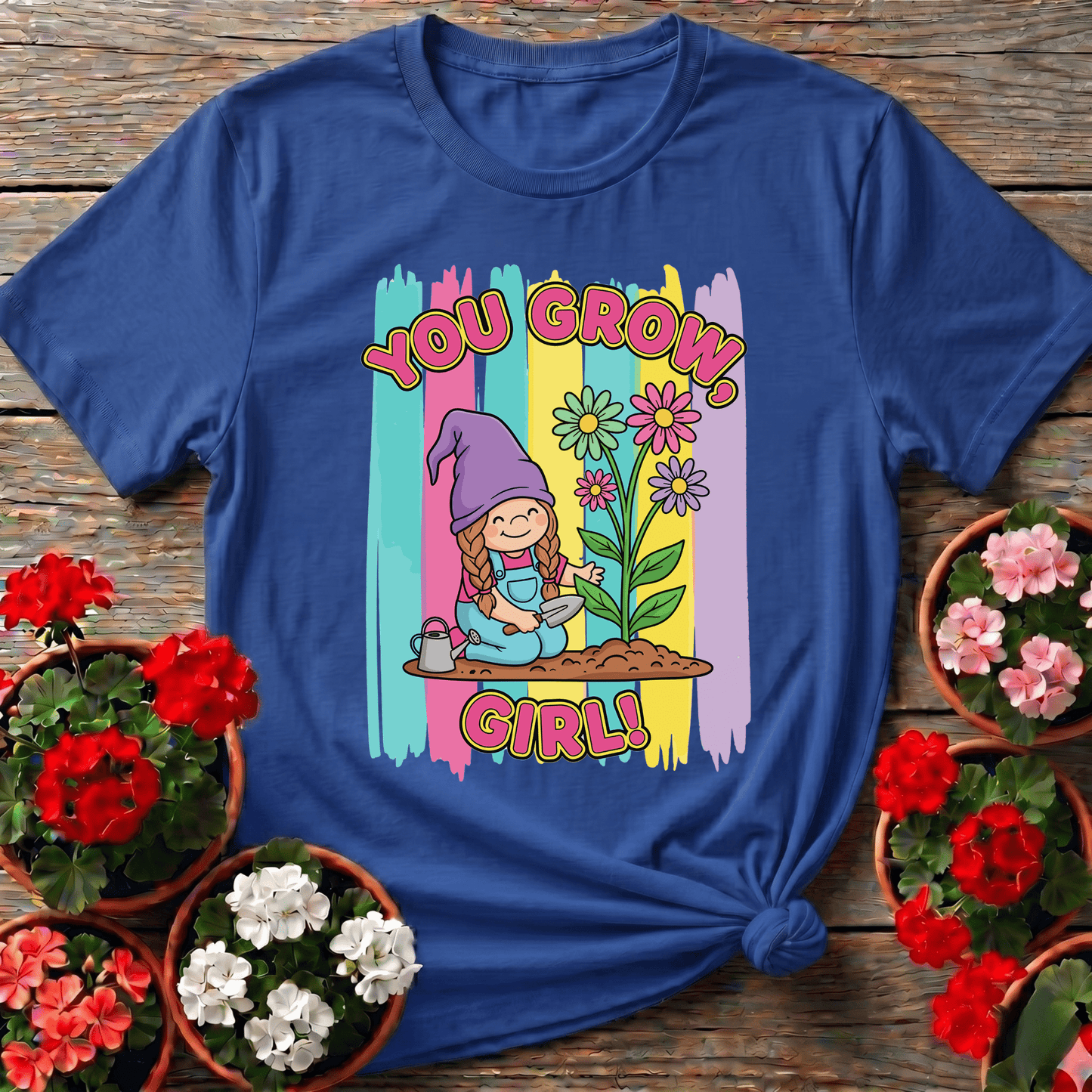 You Grow Girl Cute Girl Gnome Gardener T-shirt - GardeningTshirts
